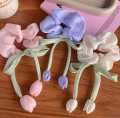 BLUE BELL=Tulip Flower Fringe Hair Ties Ribbons Scrunchie Hair Tie  Hair Band Accessories. 
