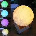 3D Moon Lamp Multi Colors Changing Touch Sensor Crystal Ball Moon Light with Wooden Stand. 