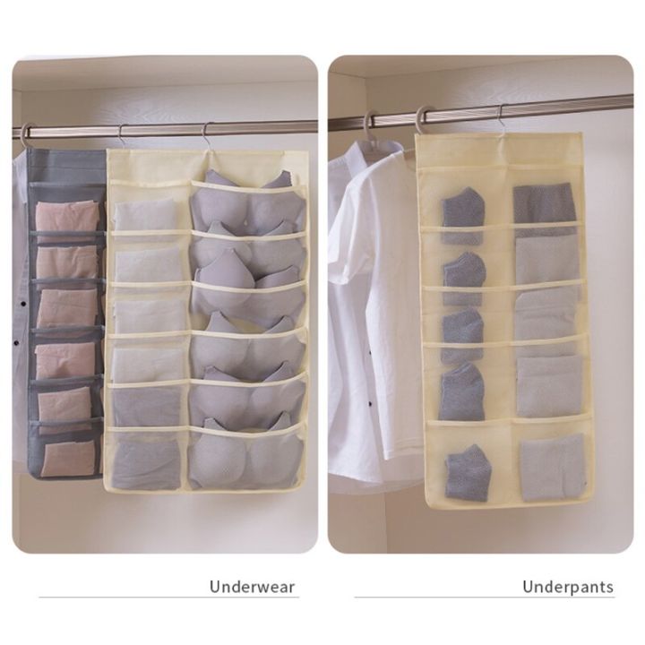 Hanging Storage Bra Bag Mesh Storage Bag Wardrobe Closet Organizer Double-sided Sort Socks Underwear Storage