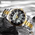 SKMEI 1850 Multifunction 3Time Analog Digital Stainless Steel watch For Men. 