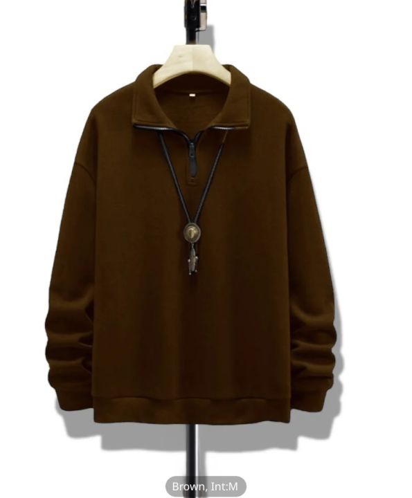 Comfortable%20Cool%20Terry%20Cotton%20Half%20Zip%20Chain%20Sweatshirt%20For%20Men%20-%20Image%205