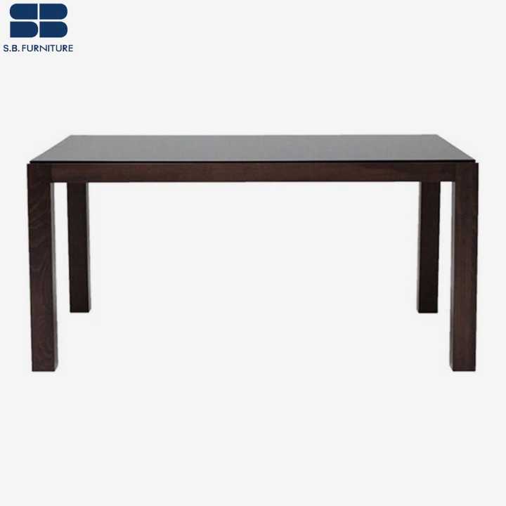 SB Furniture Everly Dining Table-Brown Wood/Black Glass (152x92x73cm ...