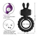 Rabbit Ears Dual Penis Ring Vibrators Vibrating Testis Ring Delay Ejaculation Cook Ring Erotic Sex Toys For Couples. 