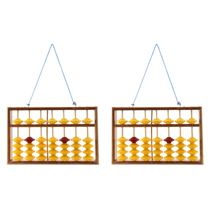 JINMY 2X 7 Column Non-Slip Hanging Wooden Abacus Chinese Soroban Educational Tool Mathmetic Calculator for Student Teacher