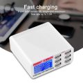 Quick Charge 3.0 6Port USB Fast Charging Dock, Strong Compatibility USB Charger, Multi Port USB Wall Charger, LCD Display ligent IC Auto Detect Tech. 