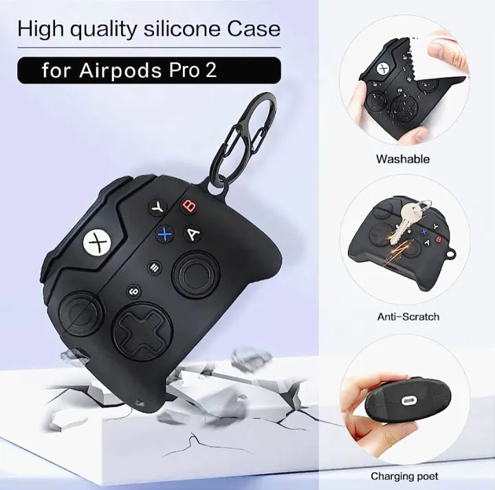 Hard%20Silicone%20Cover%203D%20Game%20Controller%20Design%20Case%20Compatible%20with%20Apple%20AirPods%20Pro%20-%20Black%20-%20Image%202