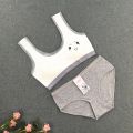 HOT Cute Smiling Girl Bra + Panties Set Development Period No Steel Ring Cotton Vest Type Sports Comfortable Bra Set 8-16Y. 