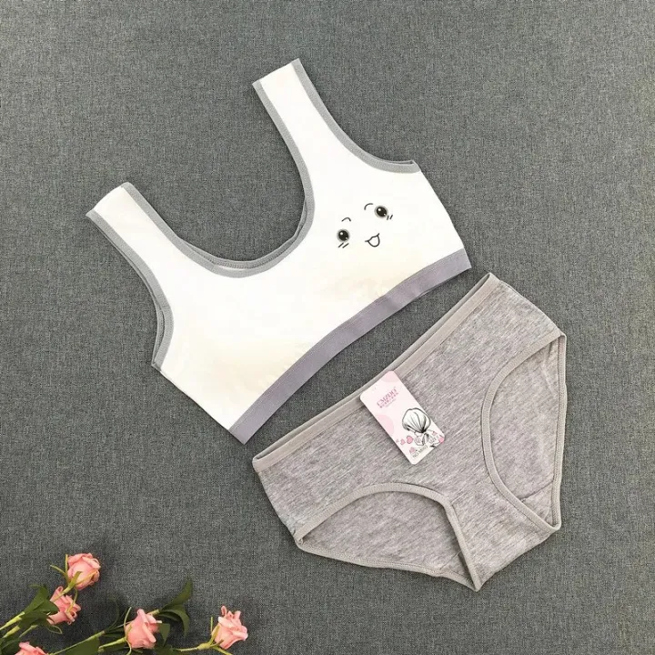 HOT%20Cute%20Smiling%20Girl%20Bra%20+%20Panties%20Set%20Development%20Period%20No%20Steel%20Ring%20Cotton%20Vest%20Type%20Sports%20Comfortable%20Bra%20Set%208-16Y%20-%20Image%205