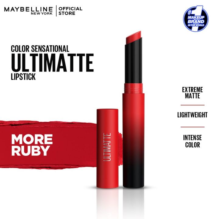 Maybelline New York Color Sensational Ultimate Matte Lipstick, 199 More Ruby