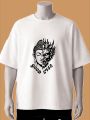 "Good vs Evil" Split Buddha & Demon Face | Graphic Printed T-Shirt- White, Black, Brown. 