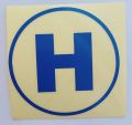 1pcs 8/8cm Blue "H" Sign Sticker For Car, Bike, Laptop, Office And Hospital. 