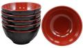 KKS Set of 5 Tibetan Red and Black Melamine Bowl/Bowls | Bowls for Serving Black & Red | 480 ml | Ramen Bowl Melamine Japanese Style Noodle Soup Bowls Cereal Pasta Serving Salad Bowl Asian Dishes for Pho Noodles Thai Chinese Dinnerware Black Red. 