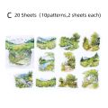 Panda Online 20PCS Green Garden Series PET Waterproof Stickers Journal Diary Scrapbooking Decoration. 