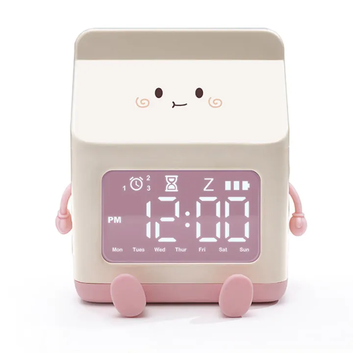 1%20PCS%20Milk%20Carton%20Alarm%20Clock%20Wind%20Milk%20Carton%20Electronic%20LED%20Smart%20Clock%20Bedroom%20Bedside%20Dormitory%20Student%20Clock%20Brown%20-%20Image%202