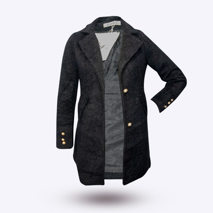 Women's Elegant Mid-Length Slim Fit Wool Blend Coat Windproof Trench Long Coat