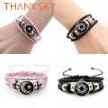 Unique Three-layer Couple Bracelet Sun Moon Luminous Bead Woven Bracelet Wrist Rope Adjustable Knitted Hand Chain Daily. 