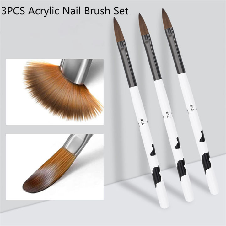 3 Sizes Nail Art Brush For Acrylic Liquid Powder Sculpture Carving Flower Pen Manicure 3D Drawing UV Gel Painting Tools