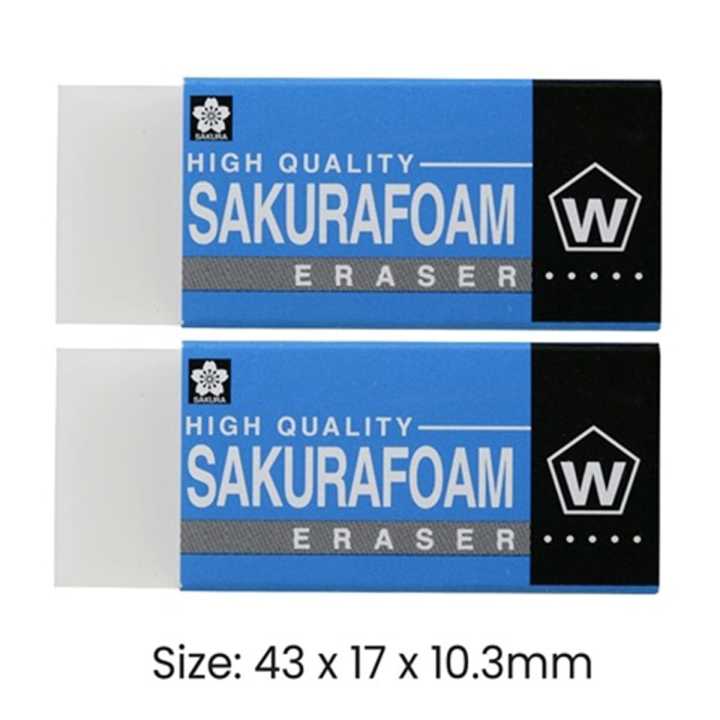 Sakura Foam Eraser W Small  43.0x17.0x10.3MM - Pack Of 2 (XRFW-60)