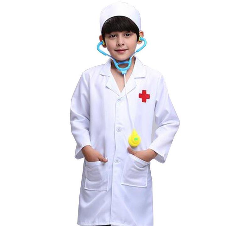 Children Lab Coat Kids Doctor Role Play Halloween Costumes Dress