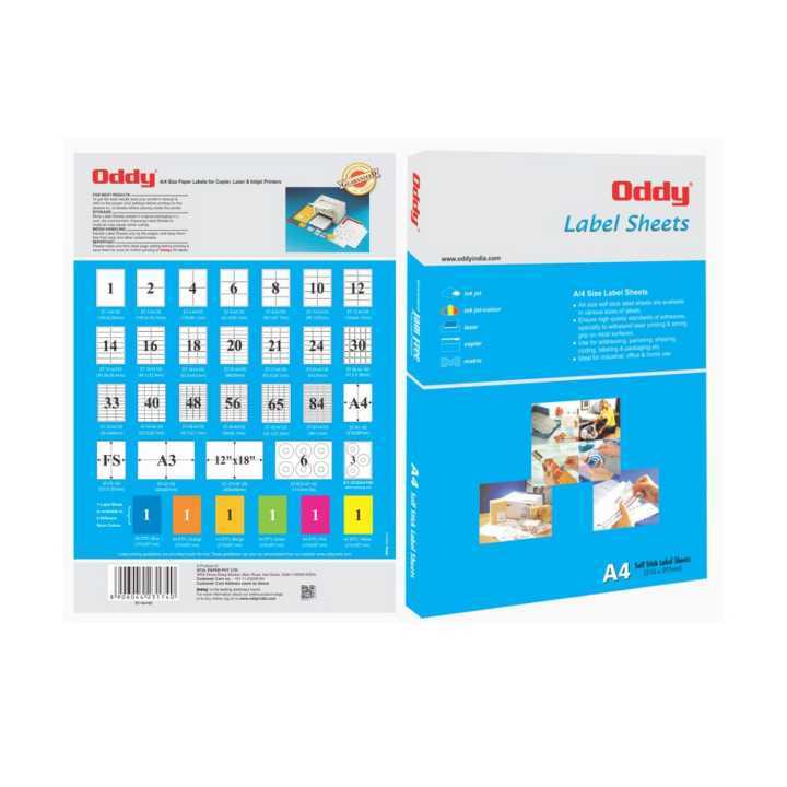 Oddy Label Sticker, 16stickers Per Sheet (St16A4100) A packet of 100 ...