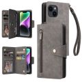 Leather Hybrid Zippered Back Wallet Phone Case Cover With Wrist Strap For iPhone 15 14 13 Pro Max 12 11. 