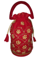 Behuli Thaili, Nepali Style Women Surke Thaili, Golden Shine Pote Floral Embroidered Moti Studded Thaili For Women. 