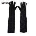 Sutuiying Summer Sunscreen Anti UV Flower Fashion Party Lace Gloves Long Mittens Women's Gloves Arm Warmers. 