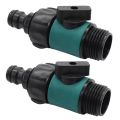 NAMUNY 2X Plastic Valve with 3/4 Inch Male Thread Quick Connector Car Wash Garden Irrigation Pipe Fittings Prolong. 