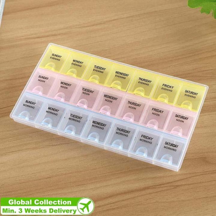 7 Day 21 Slots Pill Medicine Storage Box Pill Vitamins Organizer Box