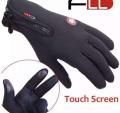 Black Front Zippered Windstopper Gloves. 