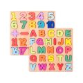 2-Pack Wooden Alphabet and Number Puzzle Set for Kids Learning. 