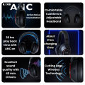 Rock Vibe Wireless Headphone With Mic l Active Noise Cancelling Black Headphones | Bluetooth 5.3 l 50hrs Good Battery Life. 
