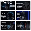 Rock Vibe Wireless Headphone With Mic l Active Noise Cancelling Black Headphones | Bluetooth 5.3 l 50hrs Good Battery Life. 