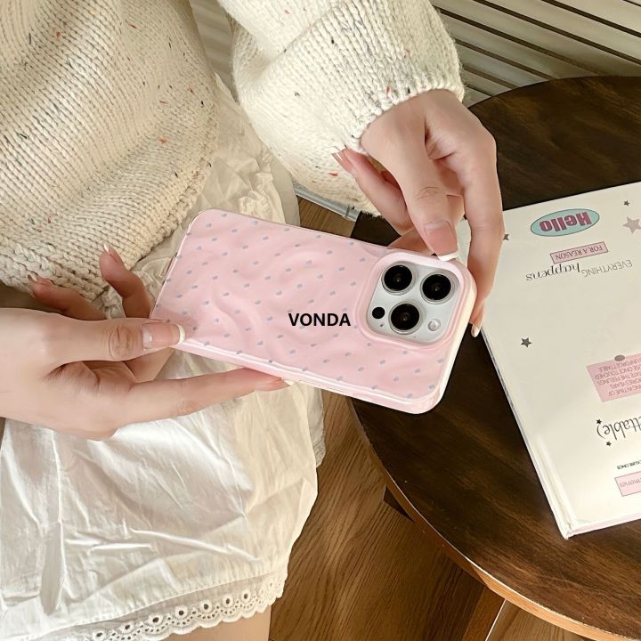 VONDA%20Aesthetic%20Cute%20Pink%20Polka%20Dot%20Clear%20Phone%20Case%20For%20iPhone%2016%2015%2014%2013%20Pro%20Max%20Korean%20Lovely%20Shockproof%20Phone%20Cover%20For%20Girl%20Gift%20Luxury%20-%20Image%204