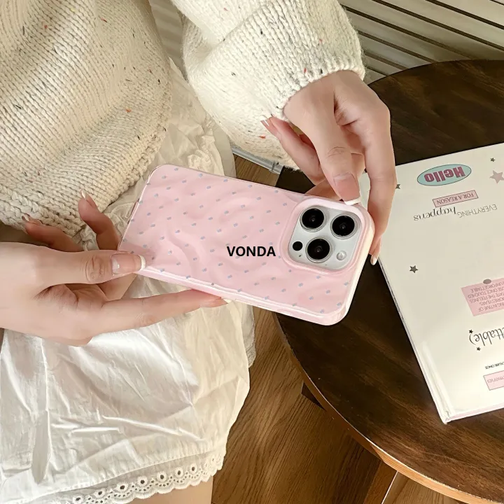 VONDA%20Aesthetic%20Cute%20Pink%20Polka%20Dot%20Clear%20Phone%20Case%20For%20iPhone%2016%2015%2014%2013%20Pro%20Max%20Korean%20Lovely%20Shockproof%20Phone%20Cover%20For%20Girl%20Gift%20Luxury%20-%20Image%204