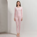 Cosme Women Solid Color Thermal Set Cozy Winter Thermal Underwear Set for Women Seamless Long Sleeve Double-sided Plush Pajamas Set for Cold. 