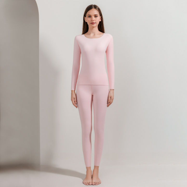 Cosme%20Women%20Solid%20Color%20Thermal%20Set%20Cozy%20Winter%20Thermal%20Underwear%20Set%20for%20Women%20Seamless%20Long%20Sleeve%20Double-sided%20Plush%20Pajamas%20Set%20for%20Cold%20-%20Image%204