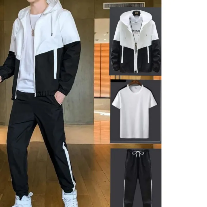 New%20Summer%20Men'S%20Combo%20Black%20And%20White%20Patchwork%20Single%20layer%20WindcheaterJacket,%20Tshirt%20And%20Jogger%20Set%20-%20Fashion%20%7C%20Dresses%20Fro%20Men%20-%20Image%203