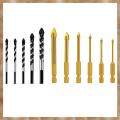 Kqueebee 6 Pcs Glass Drill Bits Set Tile Ceramic Drilling Set 3/4/5/6/8/10mm for Porcelain Marble Mirror & 5 Pcs Multi-Material Drill Bit Set for Tile,Concrete, Brick and Wood Tungsten. 