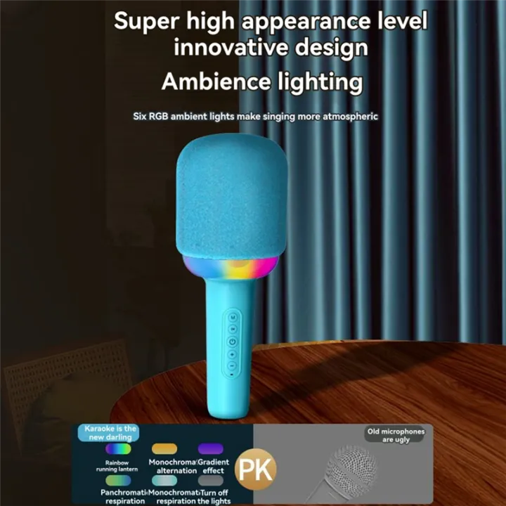 Speaker%20Portable%20Handheld%20Noise%20Reduction%20LED%20Lights%20Wireless%20BT%20Microphone%20for%20Home%20Blue%20-%20Image%202