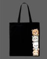 Cute Peeking Animals Printed Tote Bag – Eco-Friendly Cotton Shoulder Shopping Bag-White, Black. 