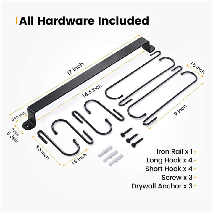 Coffee%20Mug%20Holder%20for%20Wall:%2017-Inch%20Black%20Coffee%20Bar%20Cup%20Hanger%20Hooks%20-%20Hanging%20Coffee%20Cup%20Rack%20Storage%20Organizer%202Pcs%20Easy%20to%20Use%20-%20Image%202