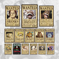 One Piece Anime Bounty Wanted Poster Of Straw Hat Crew and 4 Emperors Yonko (Premium Quality No Blurred Image) Wanted 14 Poster Set. 
