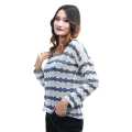 Woolen Round Neck Full Sleeves T-shirt For Women | Woolen Stripe Design Casual Tshirt For Women | Women's Fashion. 