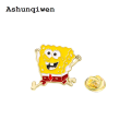 Ashunqiwen [ New ] Sponge Baby Paida Star Brooch Cute Cartoon Anime Badge Clothes Schoolbag Pin Accessories. 