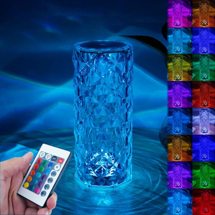 Rose Crystal Diamond Table Lamp USB Charging Touch Lamp With Remote Control