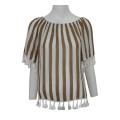 Deal Jeans  Brown Striped Top. 