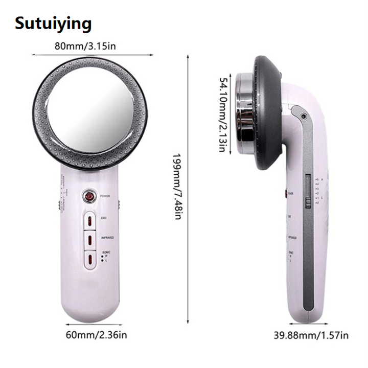 Sutuiying 3 in 1 Ultrasonic Electric EMS Ion Infrared Massager Portable Portable Eliminate Fat Removal Machine Massage Machine