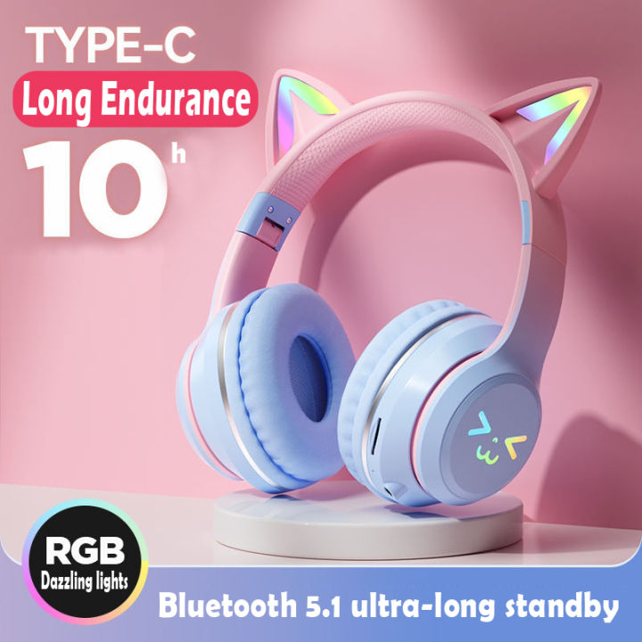 Pink Cat Headset Kitty Ears Pink Kitty Ears Headset Cat's Ears