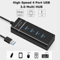 High-Speed USB Hub 4 Port USB 3.0 Adapter with Power Supply - Otg Extension for Laptop, MacBook, PC, Computer - USB 3.0 Hub. 
